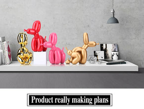 Resin Cute Squat Balloon Dog Figurine – Decor, Creative Home Accessories