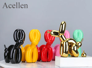 Resin Cute Squat Balloon Dog Figurine – Decor, Creative Home Accessories