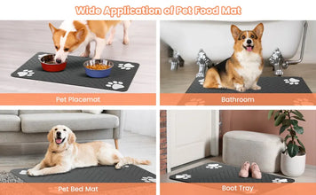 Absorbent Pet Feeding Mat - Waterproof Rubber Backing for Dogs & Cats