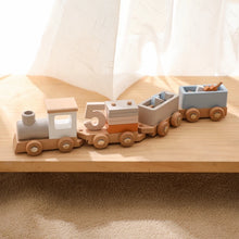 Wooden Birthday Train Toy - Montessori Puzzle Track Car