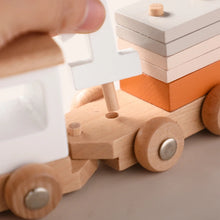 Wooden Birthday Train Toy - Montessori Puzzle Track Car