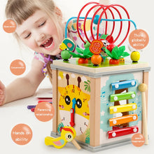 Montessori Wooden Toy Treasure Box – Multifunction Beaded Building Blocks