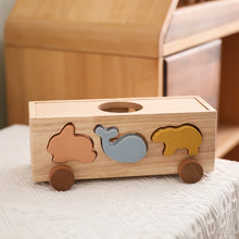 Montessori Wooden Shape Matching Car -  Animals, Star & Moon Blocks for Baby and Kids Learning Fun