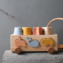 Montessori Wooden Shape Matching Car -  Animals, Star & Moon Blocks for Baby and Kids Learning Fun