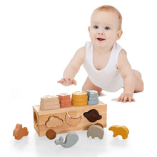 Montessori Wooden Shape Matching Car -  Animals, Star & Moon Blocks for Baby and Kids Learning Fun