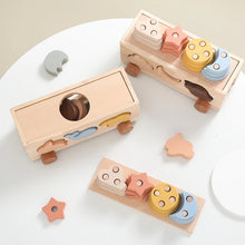 Montessori Wooden Shape Matching Car -  Animals, Star & Moon Blocks for Baby and Kids Learning Fun