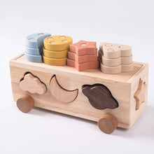 Montessori Wooden Shape Matching Car -  Animals, Star & Moon Blocks for Baby and Kids Learning Fun