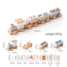 Wooden Birthday Train Toy - Montessori Puzzle Track Car