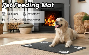 Absorbent Pet Feeding Mat - Waterproof Rubber Backing for Dogs & Cats