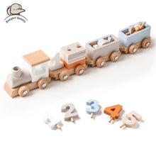 Wooden Birthday Train Toy - Montessori Puzzle Track Car