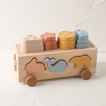 Montessori Wooden Shape Matching Car -  Animals, Star & Moon Blocks for Baby and Kids Learning Fun