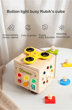 Wooden Busy Board Cube – Montessori Light Switch Toy for Toddlers | Educational Travel Toy & Christmas Gift