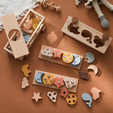 Montessori Wooden Shape Matching Car -  Animals, Star & Moon Blocks for Baby and Kids Learning Fun