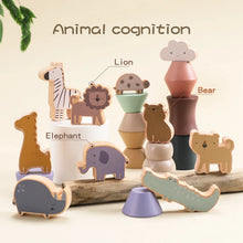 Montessori Wooden Animal Stacking Toy - Educational Balance Blocks Game for Kids & Babies