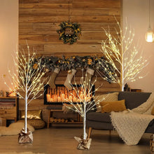 3-Pack Lighted Birch Tree Set – 4FT, 5FT, and 6FT with Burlap Base