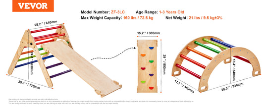 5-in-1 Pikler Triangle Set – Wooden Indoor Climbing Playground for Toddlers