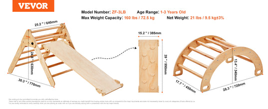 5-in-1 Pikler Triangle Set – Wooden Indoor Climbing Playground for Toddlers